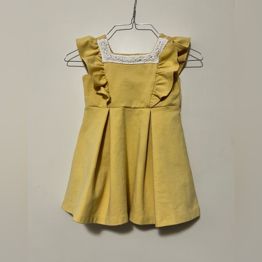 Janie and Jack Girls Dress 3T yellow ruffle Sleeve Lace spring summer Easter